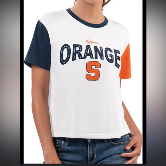 NWT Syracuse University Wmns Orange Sports Teams Bedazzled Sparkly T-Shirt - Picture 1 of 7